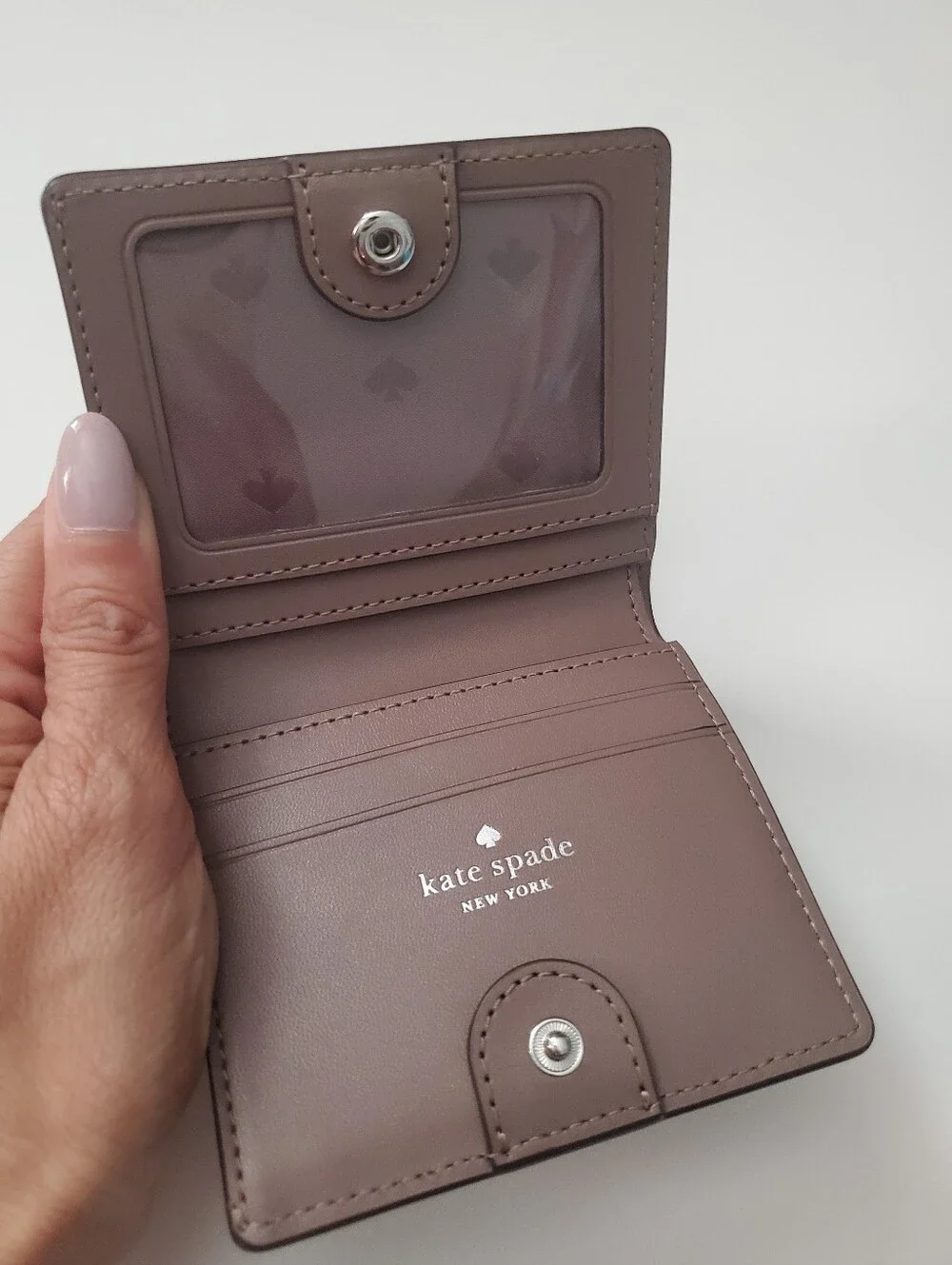 Kate Spade Mauve/taupe Bifold Compact Wallet Minimalist Preppy